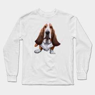 Cute Basset Hound Drawing Long Sleeve T-Shirt